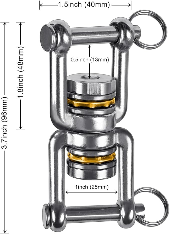 BeneLabel Swing Swivel, 360° Rotational Device with 2 Bearings, 770LB Capacity, Stainless Steel, for Aerial Dance, Yoga Swing Sets,Web Tree Swing, and More, 2 Pack