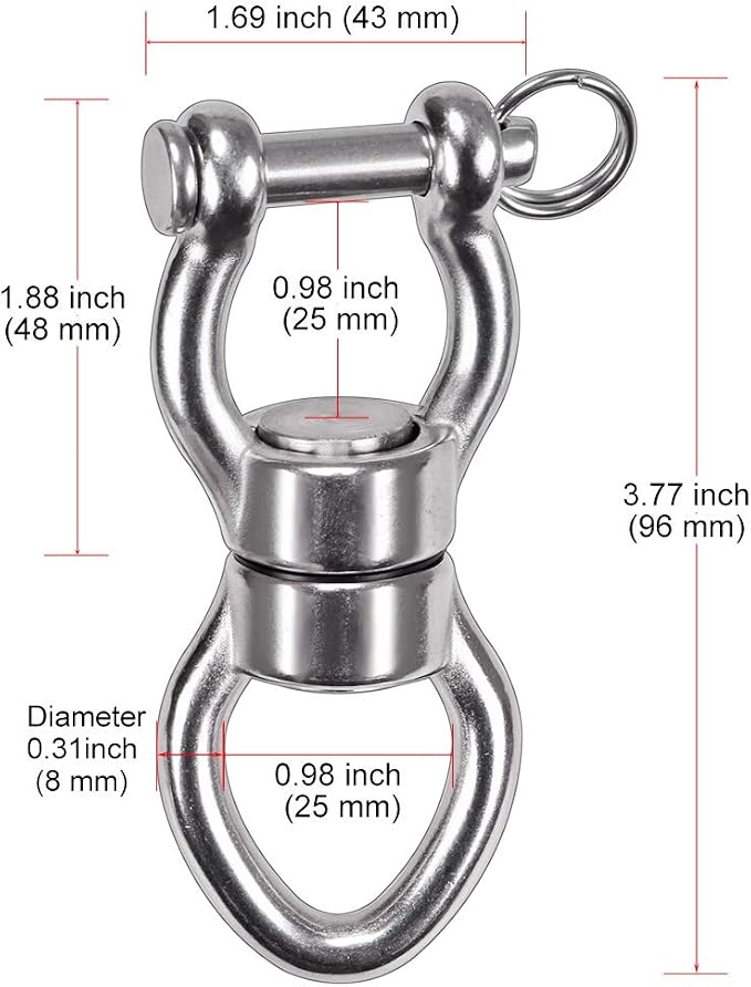 SELEWARE Silent Bearing Swing Swivel, 360° Rotational Device Hanging Accessory with Removeable Buckle for Tree Swing, Hammock Chair, Climbing Rope, Yoga, Kids Swing Swivel 1200LB Capacity
