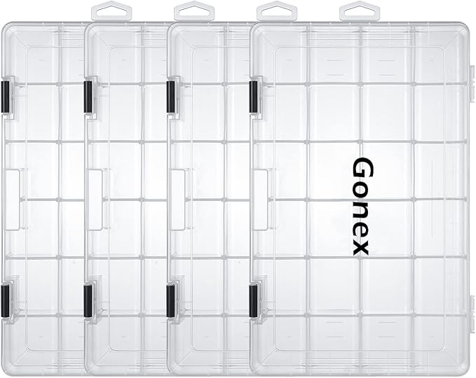 Gonex 3600 3700 Fishing Tackle Trays Lure Box with Adjustable Dividers | Clear PP Material, Adjustable Compartments, Fits Standard Tackle Box , For Fishing Lures Hooks Beads Accessories Storage
