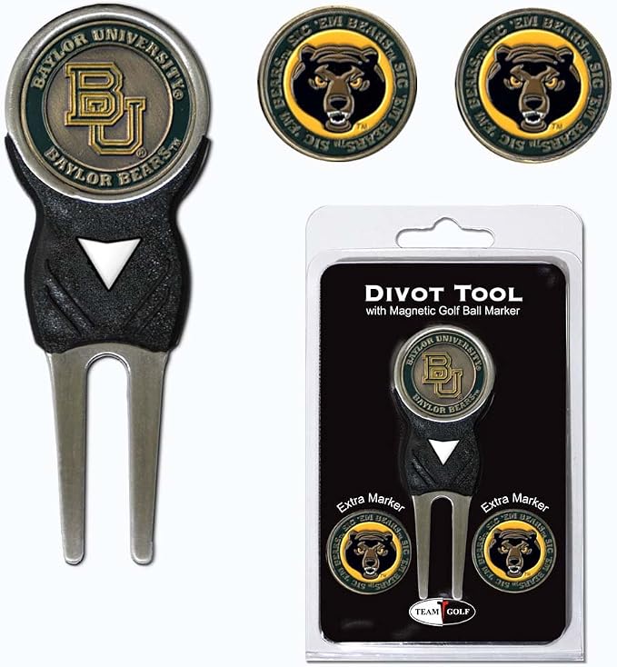 Team Golf NCAA Georgia Tech Yellow Jackets Divot Tool Pack with 3 Golf Ball Markers Divot Tool with 3 Golf Ball Markers Pack, Markers are Removable Magnetic Double-Sided Enamel
