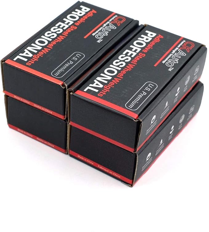 CKAuto 4 Boxes, 288Pcs, 1oz, Black, Adhesive Stick on Wheel Weights, EasyPeel Tape, 72 oz/Box, US Quality