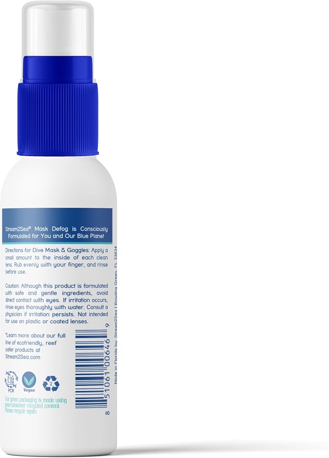 STREAM 2 SEA Reef Safe Anti-Fog Spray for Swim Goggles, Snorkel, Scuba & Ski Masks – Defogger for Diving, Snorkeling – 2Fl Oz