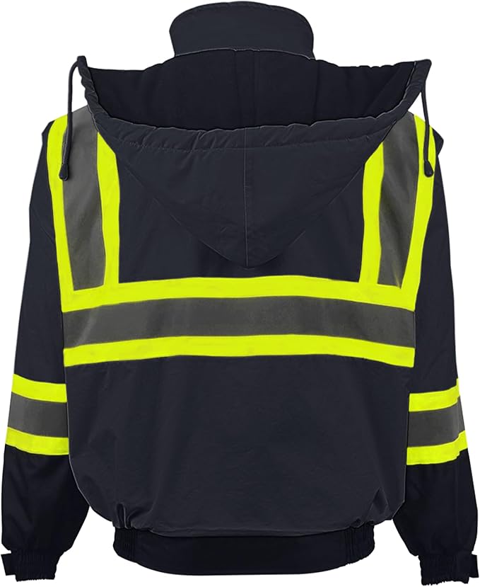High Visibility Winter Safety Jackets for Men Waterproof-Warm Reflective Jackets Fleece Lining for Work Construction