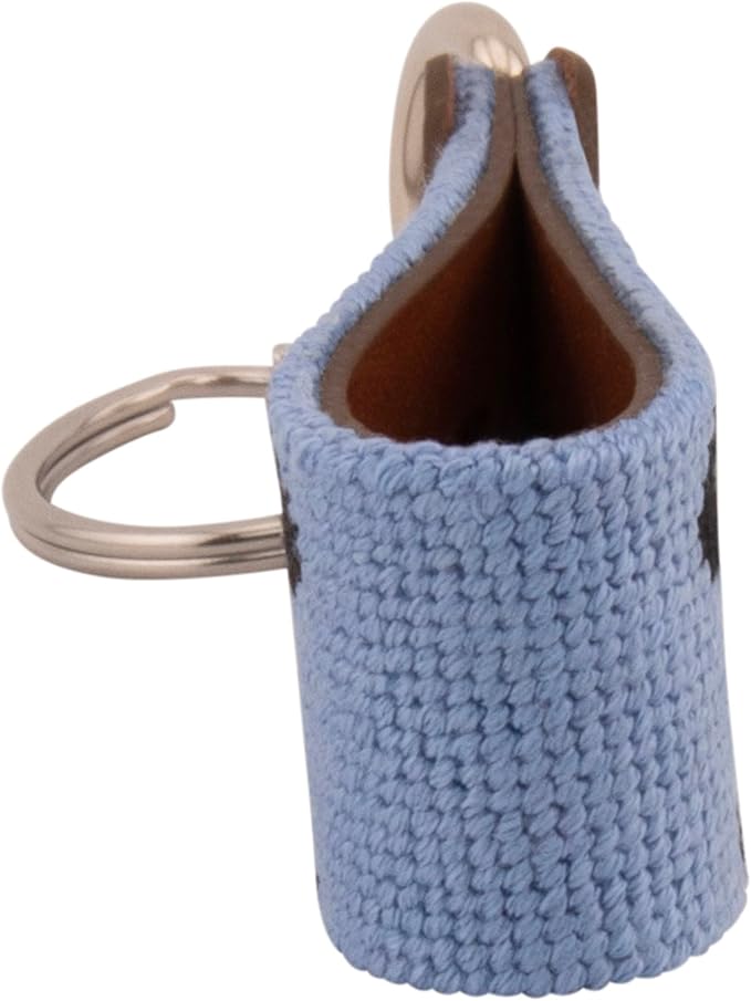 Leather Hand-Stitched Needlepoint Key Fob or Key Chain