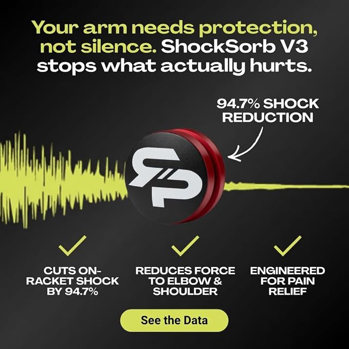 RTP Tennis Racket Vibration Dampener - ShockSorb Original or Ultrasoft V3 The Only Dampener Made for Pain Relief - Handcrafted with Patented Material Sorbothane Made in USA - 1 Pack Limited Warranty
