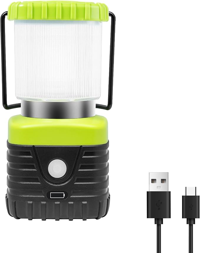 Jarxin 1PCS 3200K Warm Light LED Camping Lantern Rechargeable 1000LM, 4500mAh Power Bank, Flashlight for Hurricane Emergency, Hiking, IP44 Waterproof Lantern(Green)