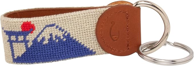 Leather Hand-Stitched Needlepoint Key Fob or Key Chain