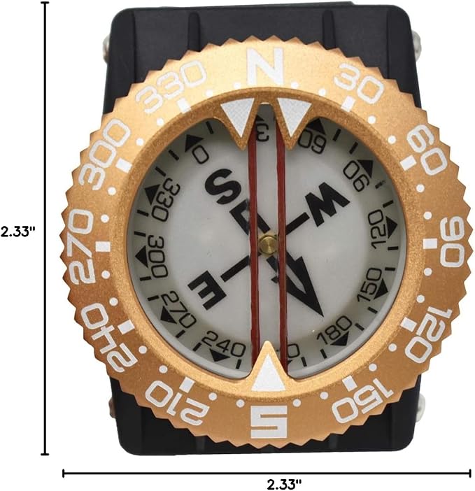 Scuba Choice Diving Compass (Wrist/Bungee Mount) – Easy-to-Read Underwater Navigation Tool for Scuba Diving, Durable Design with Rotating Bezel, Reliable Directional Aid for Deep Dive Adventures