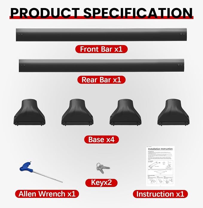 300lbs Roof Rack Cross Bars Fit for 2021-2026 Jeep Grand Cherokee L 3-Row & 2022-2026 Grand Cherokee WL 2-Row, Heavy Duty Lockable Roof Rails Croosbars for Cargo Carrier Kayak Bike Snowboard