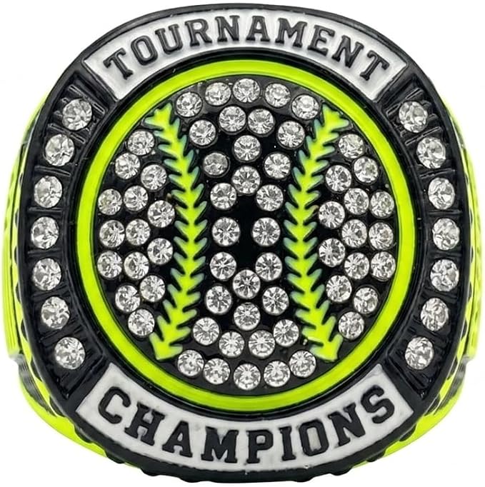 Legacy Rings 1 or 12 Pack Neon Yellow Baseball Softball Championship Trophy Ring Award for Tournament Champion or Finalist