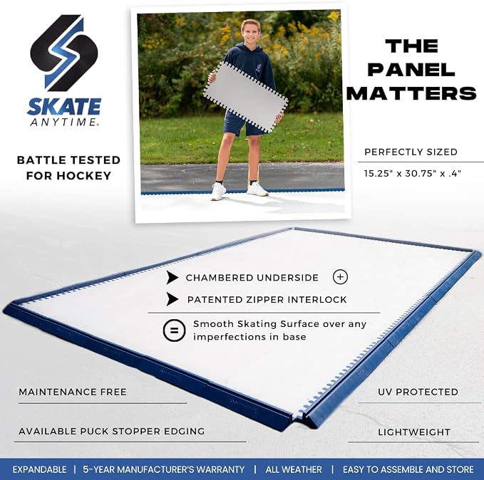 Skate Anytime - Synthetic Ice for Hockey - Skateable Artificial Ice Tiles - Backyard Ice Rink - Expandable
