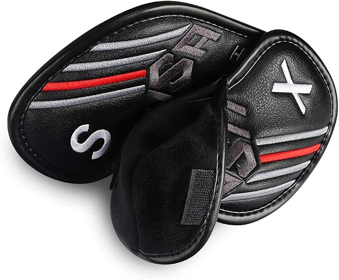 Big Teeth Golf Cover USA Stripe and Star Headcover Covers, Driver Fairway Wood Hybrid Headcovers Fits Blade Mallet Putter Iron and Woods with Magnetic Club Protector Pu Leather Golf Accessories
