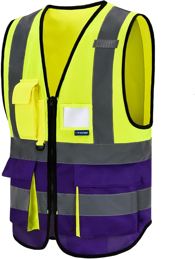 safety vest purple and yellow