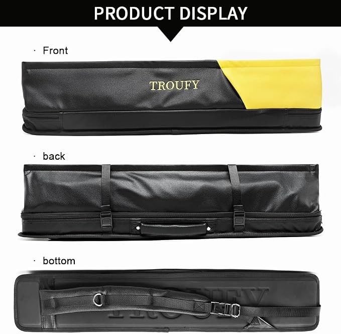 Pool Cue Case – Durable 4x4 & 4x5 Billiard Pool Cue Stick Carrying Case with Large Storage Space, Waterproof Billiards Accessories
