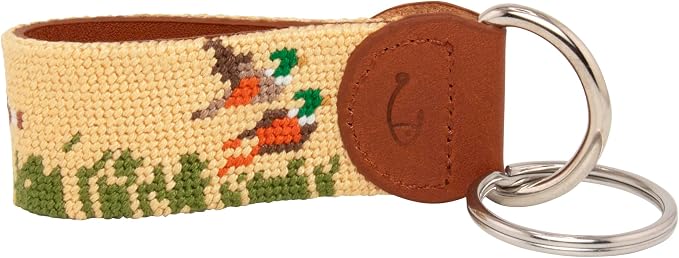 Leather Hand-Stitched Needlepoint Key Fob or Key Chain