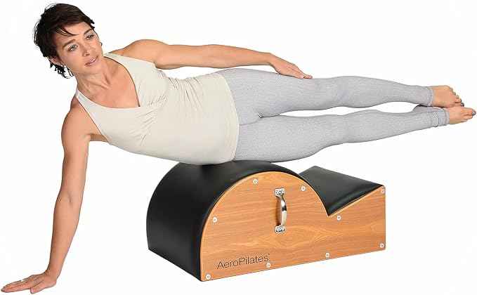 AeroPilates Stamina Products Posture Corrector Pilates Barrel with Upholstered Surface and Built In Handle for Strength Training, Wood and Black | Upholstered Surface and Built In Handle for Strength Training; Wood and
