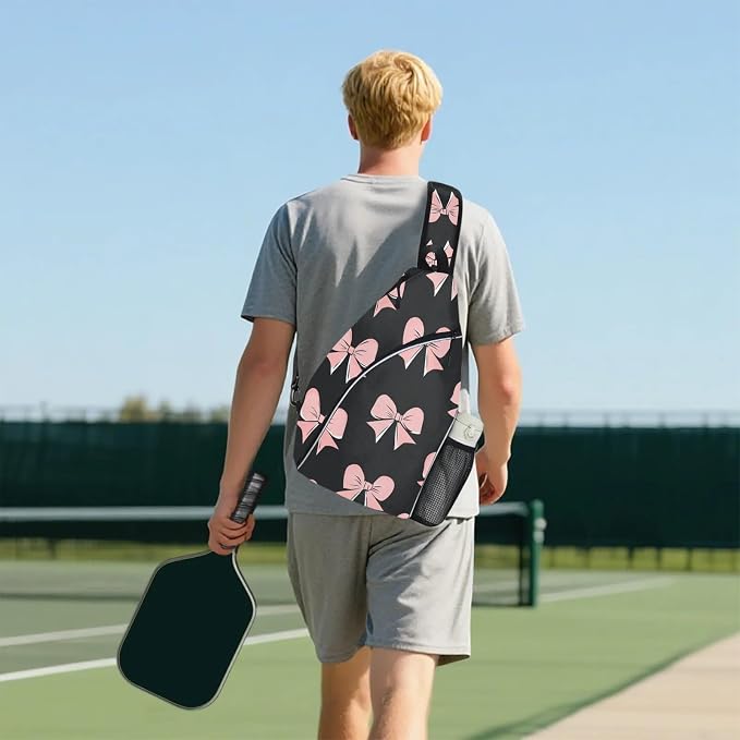 Pickleball Bag for Women Men Adjustable Crossbody Sling Backpack Hold Paddle Accessories