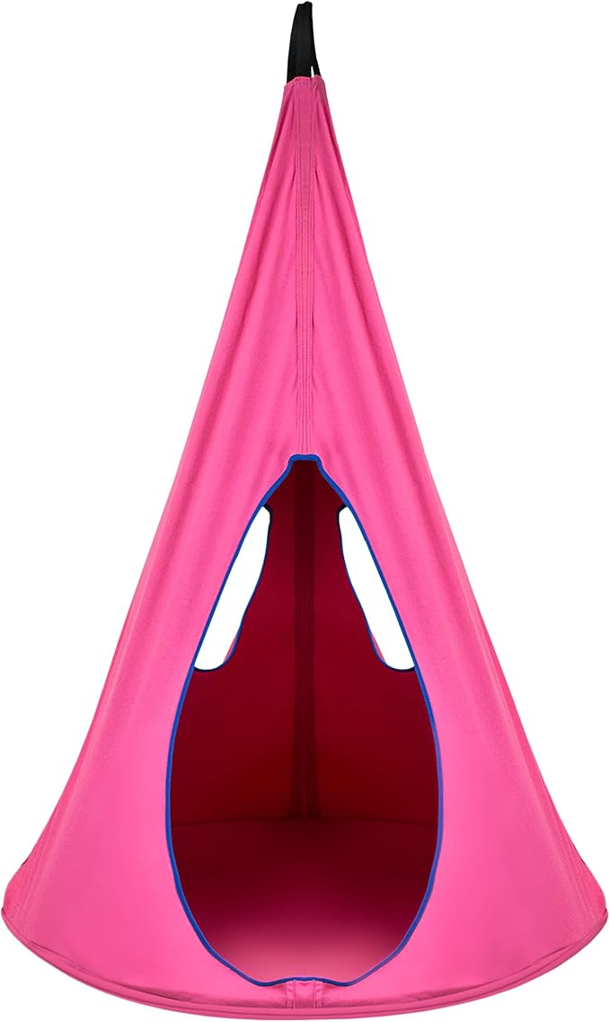 Sorbus Pod Swing for Kids - Durable Hanging Hammock Chair w/Adjustable Rope - 2 Windows & 1 Entrance - Tree Tent Sensory Swing for Kids Indoor Outdoor Use - 250lbs Sturdy Nest Swing - (Pink)
