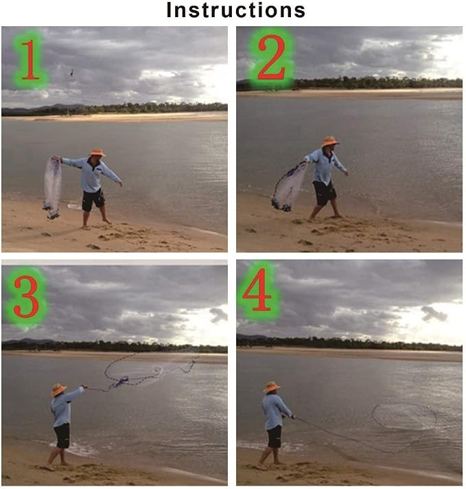 Cast Fishing Net with Aluminum Frame, 0.8 inch Mesh, 7.8-13.8 ft Diameter