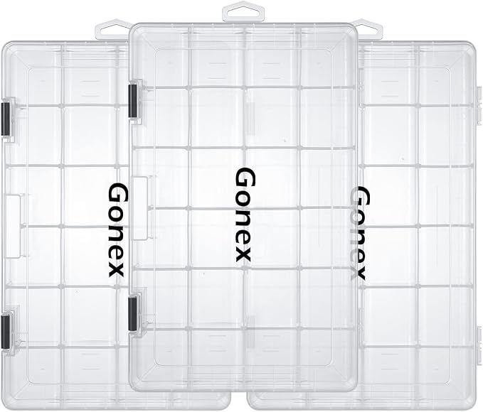 Gonex 3600 3700 Fishing Tackle Trays Lure Box with Adjustable Dividers | Clear PP Material, Adjustable Compartments, Fits Standard Tackle Box , For Fishing Lures Hooks Beads Accessories Storage