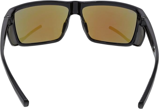 MCR Safety SR218BZ Swagger SR2 Series Safety Glasses with Thermo Plastic Rubber Nose Pads and Detachable Side Shields, Black Frame, Blue Diamond Mirror Polarized Lens
