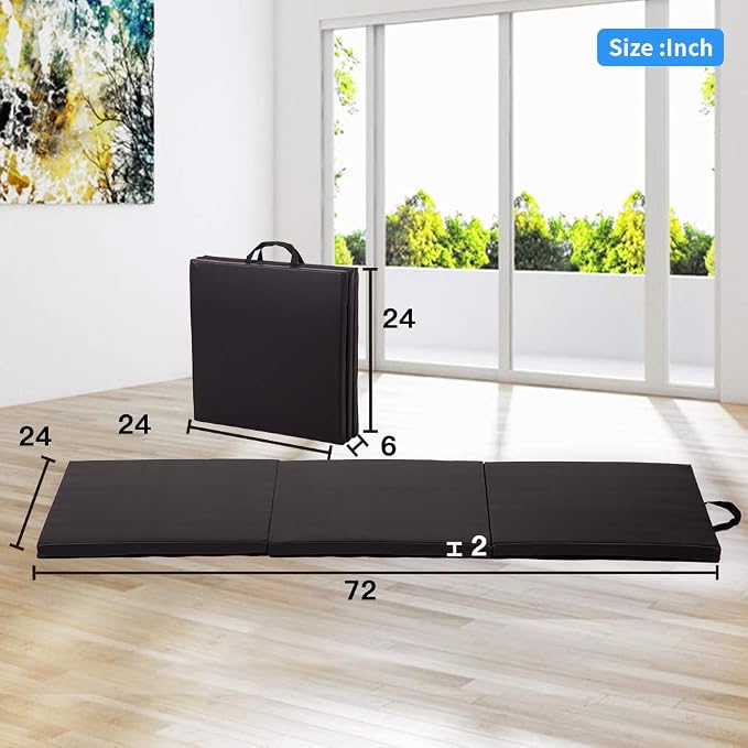 Gymnastics Tumbling Mats Portable Gymnastics Mat Folding Tumbling Mat Thick Yoga Mat Exercise Mat with Carrying Handles for home Workout outdoor Yoga Gymnastic