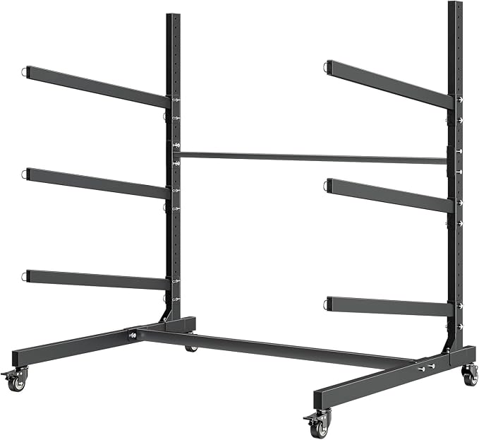 VEVOR Kayak Storage Rack, Heavy Duty Adjustable Freestanding Stand with Lockable Wheels for Indoor Outdoor Garage Shed Dock, Holder for Canoe, SUP, Surfboard & Paddleboard