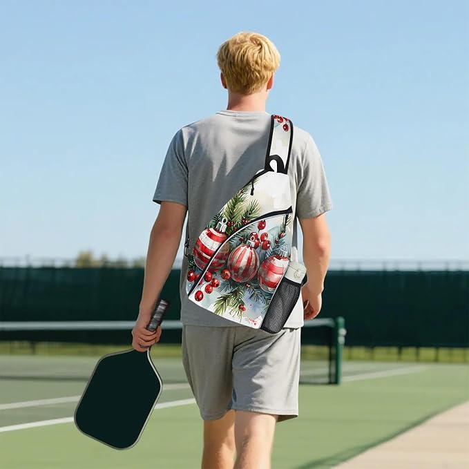 Pickleball Bag for Women Men Adjustable Crossbody Sling Backpack Hold Paddle Accessories