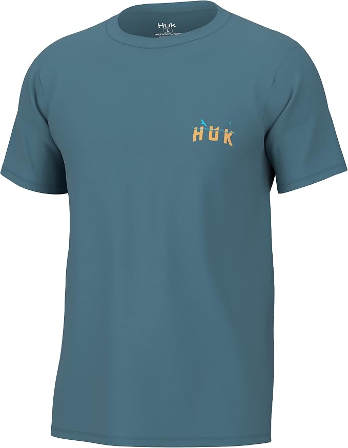 HUK Mens Performance Fishing Logo Tee, Short Sleeve T-Shirt for Men