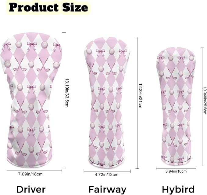Rnyleeg Golf Club Head Covers for Women Driver Head Cover Leather Fairway Wood Headcover Hybrid Headcovers for Golf Clubs