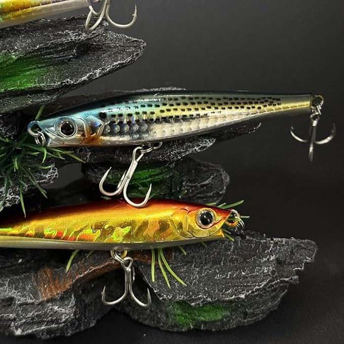 Ocean Fishing Minnow Lures 3pcs | High-Index Plastic Jerkbait Swimbaits for Bass & Trout