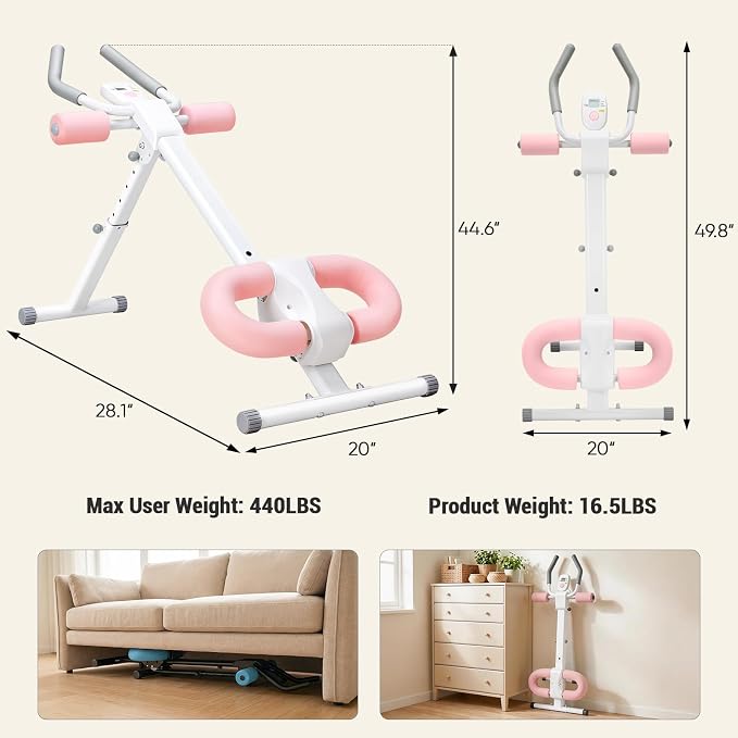 DUMOS Ab Workout Equipment for Home Gym, Exercise Machine Abs Trainer, Full Body Fitness System Adjustable for Abdominal Stomach Training, LCD Display, Knee Protection