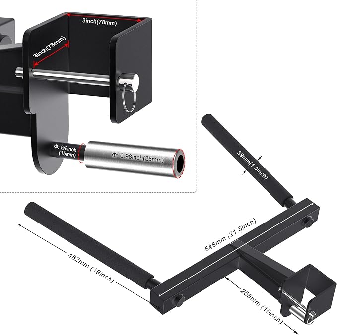 SELEWARE Squat Rack Attachment, Y-Shaped Dip Bar Attachment, Nordic Hamstring Curl Attachment and Lever Arms for 2x2 or 3x3 Power Rack with 5/8" or 1" Hole, Power Cage Accessories for Home Gym
