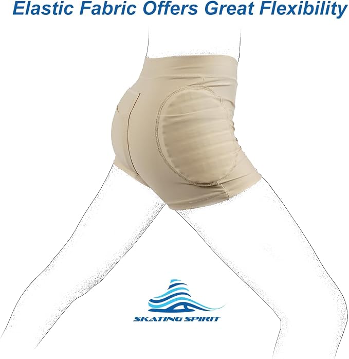 SkatingSpirit Slim Padded Figure Skating Shorts, Hip Tailbone Gel Pad Protective Underwear