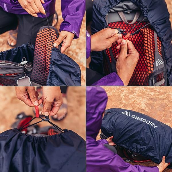 Gregory 30L-50L Waterproof Raincover for Backpacking/Hiking Bags, Beaming Red