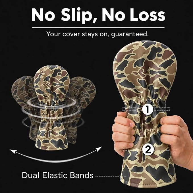 Duck Hunter Driver Headcover, Premium Camouflage Golf Club Cover with Flying Birds, Durable & Weather-Resistant Headcover for Driver