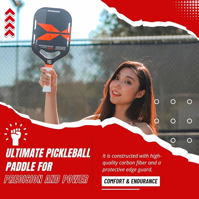 Arronax 16mm Thermoformed Carbon Fiber USA Approved XT700 Pickleball Paddle for Beginners and Seasoned Player Black