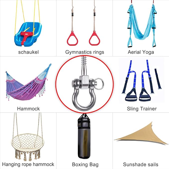 SELEWARE Set of 2 Permanent Antirust 304 Stainless Steel Screw Bracket Heavy Duty 180° Swing Hangers, 1800LB Capacity Playground Yoga Hammock Rope Tire Web Chair Sandbag Punching Bag Porch Swing Sets