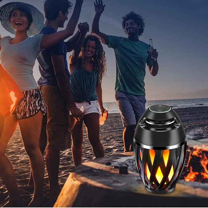 Flame Light Speaker, Led Flame Speakers Torch Atmosphere Bluetooth Speakers & Outdoor Portable Stereo Speaker with HD Audio and Enhanced Bass Flickers Warm Lamp for iPhone/iPad/Android