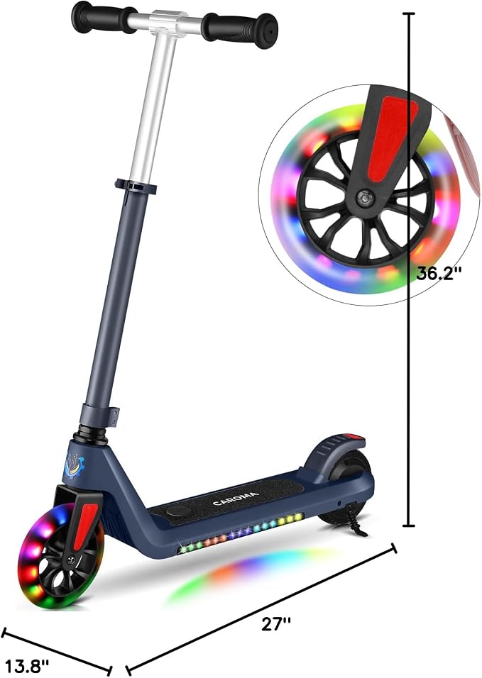 Caroma Electric Scooter for Kids Ages 6-14, 120W Motor & 15 Mph, 85 Mins Ride Time, Adjustable Height & Speed, LED Display, Kids Electric Scooter, Best Gifts for Boys & Girls