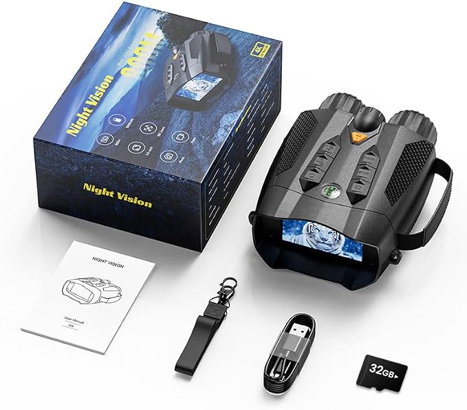 Night Vision Goggles - 4K Night Vision Binoculars with 875 Yards Range,48MP,3 Inch Display,10X Digital Zoom,7-Level IR,32GB Card,5000mAh Battery,Gift&Cool Gadgets for Hunting