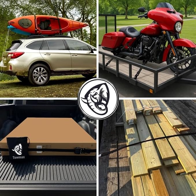 Retractable Ratchet Straps(4 Pack) - 1in x 10ft Self Retracting Ratchet Straps with Soft Loops, 1,500 lbs Break Strength Retractable Tie Down Straps, Easy Retract for Motorcyle, Cargo, Truck, Trailer