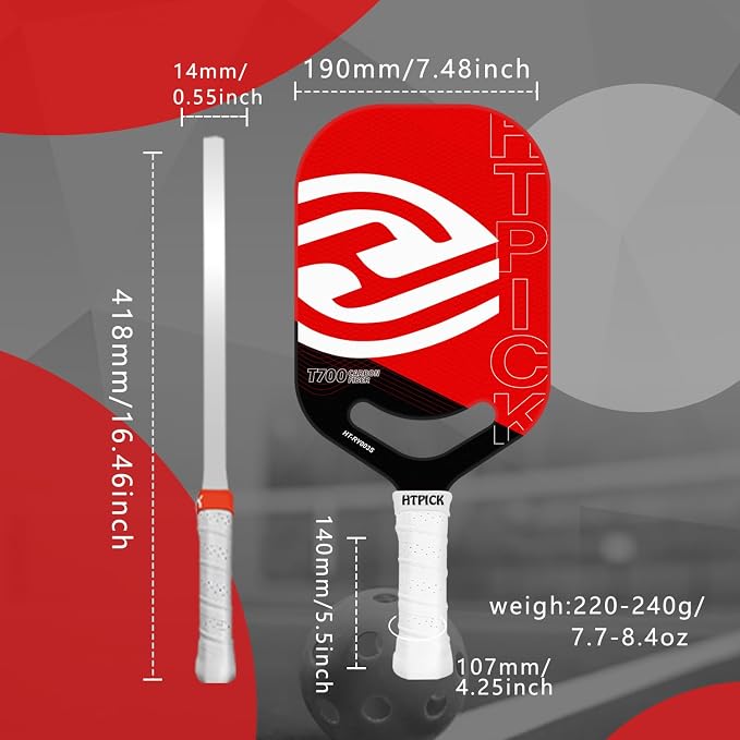 Pickleball Paddles | T700 Carbon Fiber Pickleball Paddle with Aero Throat | Hot-Press Moulding | 16mm Polymer Core | Specifically Engineered for Swing Speed and Manoeuvrability