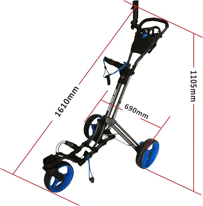 Qwik-Fold 3-Wheel Golf Push Cart with 360° Swivel Front Wheel & Foot Brake – 1-Second Folding Golf Trolley, Lightweight Aluminum Frame, Umbrella Holder, Cup Holder & Storage