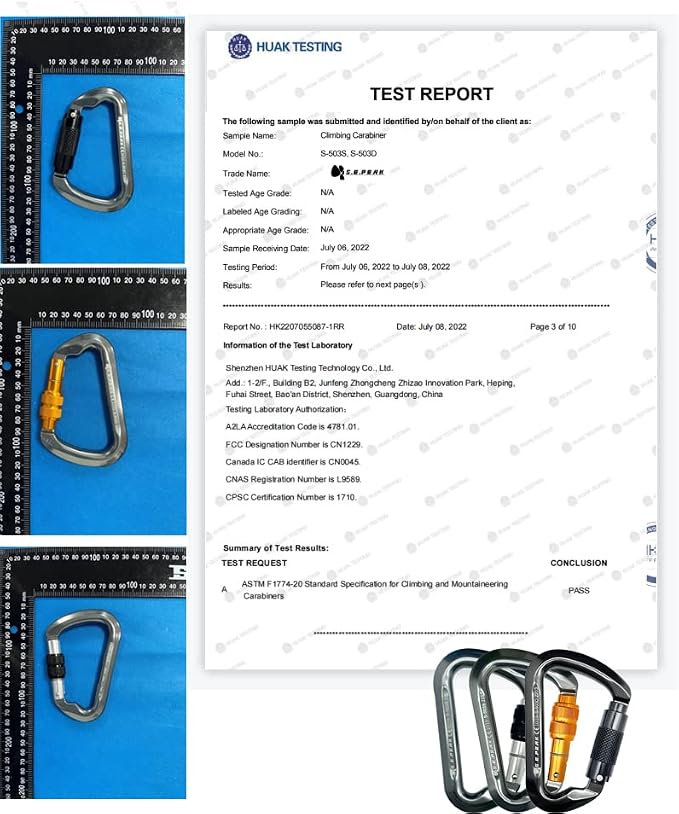 SEPEAK UIAA 30kN Locking Climbing Carabiner, Professional Heavy Duty Screwgate Clip for Outdoor Climbing, Mountaineering, Rappelling, Camping, Hiking, Swing,Large D Carabiner Hook/6744lb