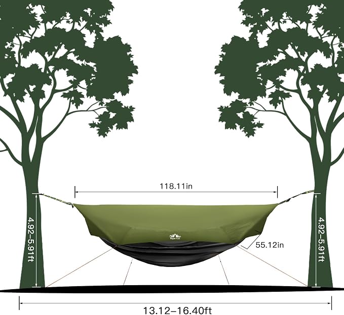 Night Cat Camping Hammock Tent: Lightweight Portable 4 in 1 Hammock with Rain Tarp and Mosquito Net for Hiking Jungle Outdoor