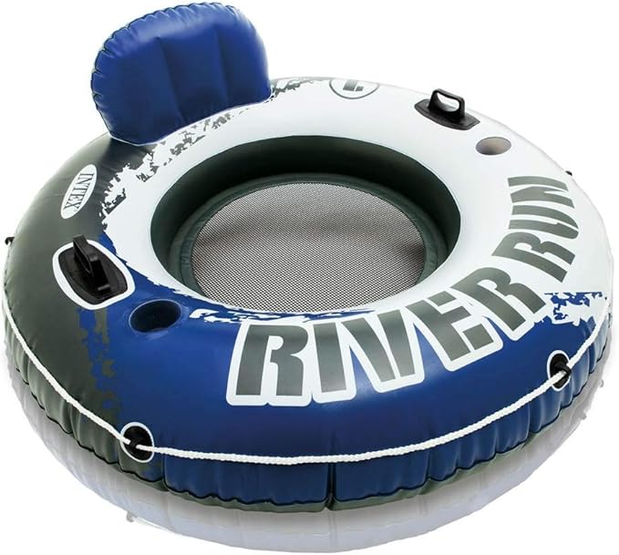 Intex River Run 2 Inflatable Floating Lounge with 440lb Capacity, 2 Pack Bundled with River Run 1 Inflatable Tube with 220lb Capacity