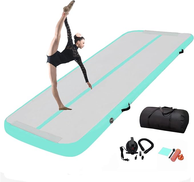 DAIRTRACK Inflatable Gymnastics Air Mat 10ft/13ft/16ft/20ft Tumble Track Tumbling Mats for Home Use/Gym/Training/Cheerleading/Yoga/Water