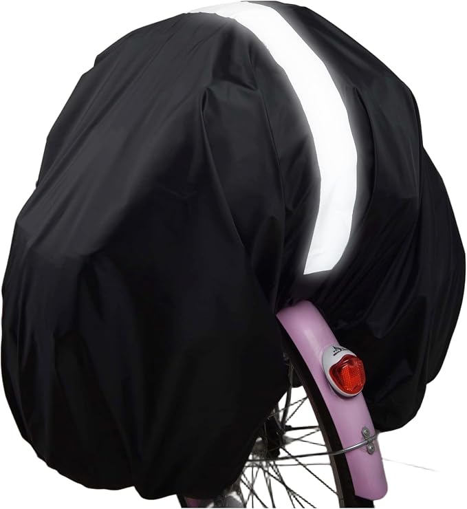 100L Bicycle Rear Rack Rain Cover with Reflective Strip Bike Trunk Rain Cover Black