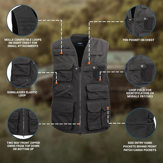 Edgetec Outdoor Utility Vest, Fishing, Hunting, Tactical Ripstop